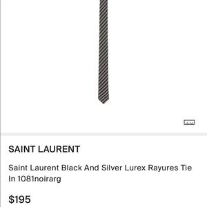 SAINT LAURENT Black and Silver Lurex Rayures Tie